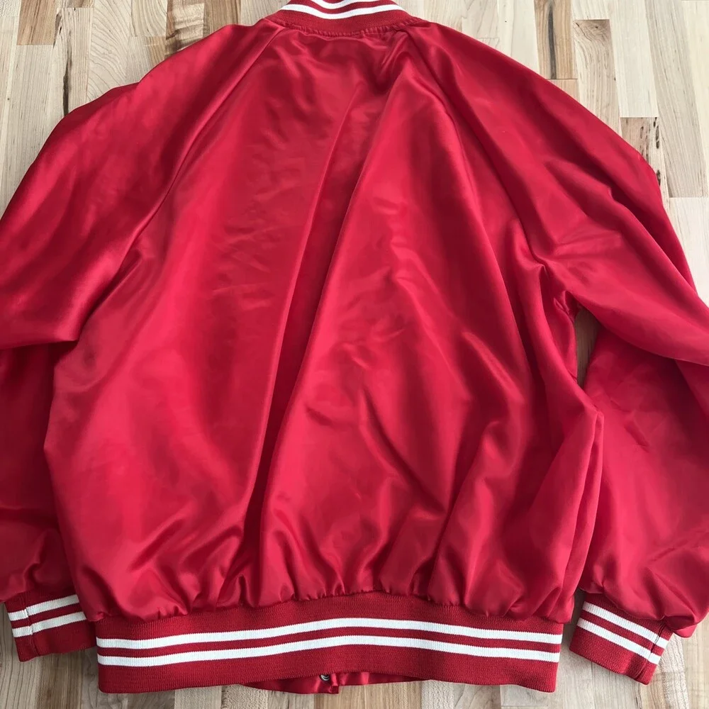 K-Brand Men's Vintage Red Satin Bomber Jacket Citgo Motor Oil Large